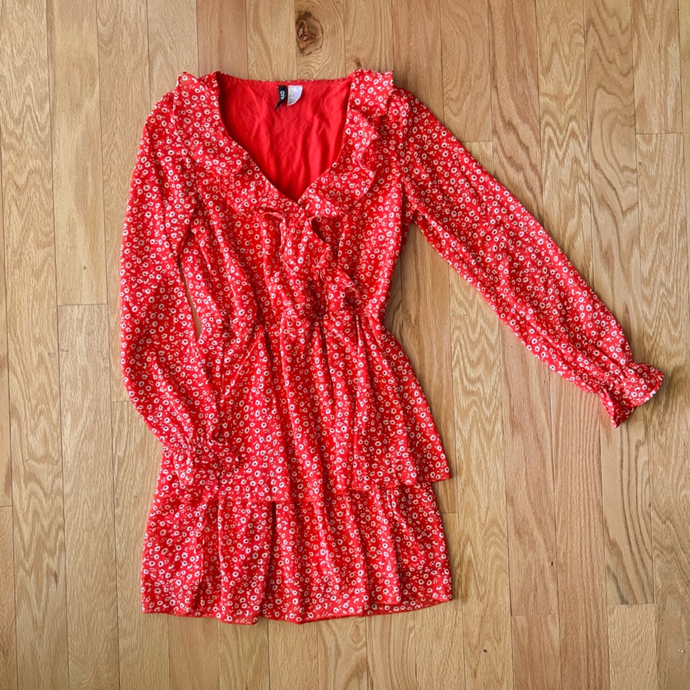 Red Floral Long Sleeve Blouse